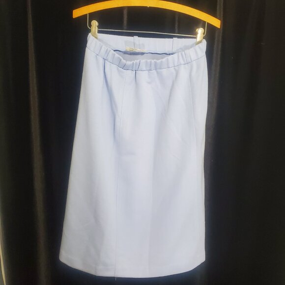 Vintage Devon IGLWU Union Made Size 10 Powder blue Polyester Midi Pencil skirt - Picture 10 of 11